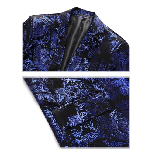 Mens Tuxedo Floral Jacquard Blazer Jacket One Button Plus Size Suit Jacket for Men Dinner Disco Prom Wedding Party4