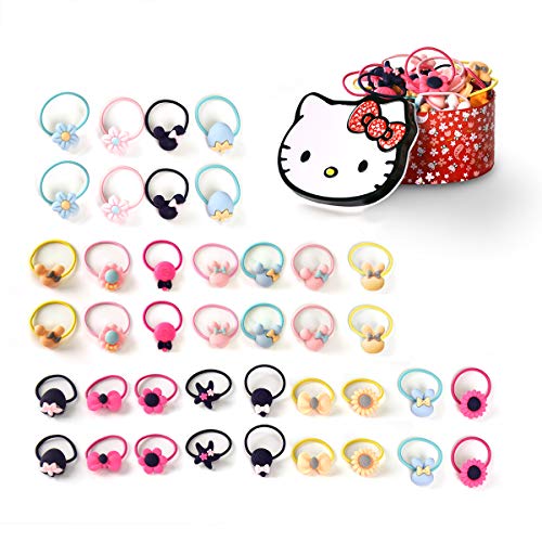 Hair Holder Hair Tie Mixed Color Elastic Rubber Hair Ties For Baby Girls No Damage Strong Hair Bands Cute Gift, Hair Rings Reusable Colorful Elastics 40 PCS (20 Pairs)