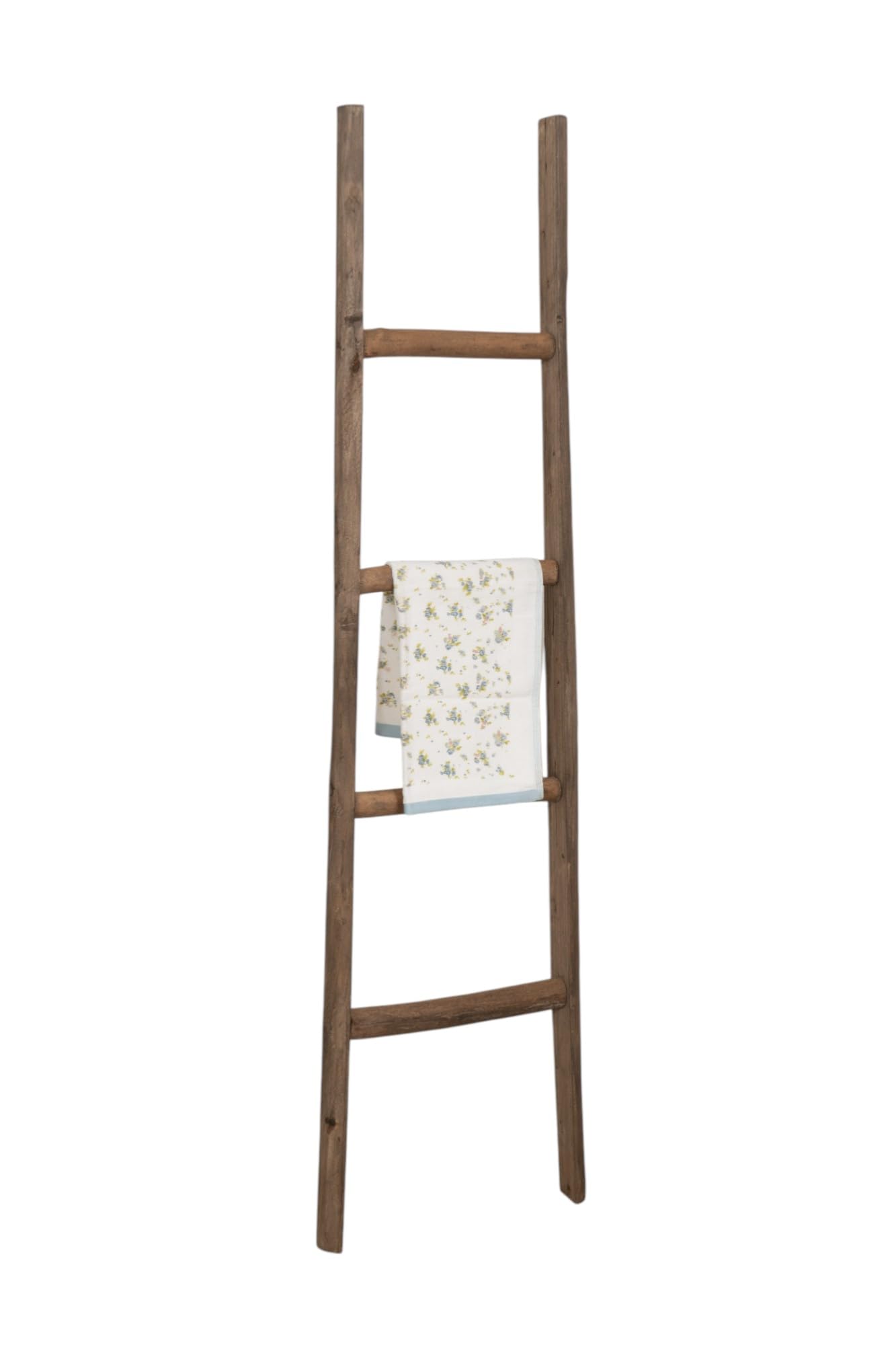 Biscottini Escalier porte-serviettes de bain 39 x 7 x 132 - Escalier décoratif en bois - Escalier en bois - Escalier porte-serviettes - Porte-serviettes mural en métal, Bambu
