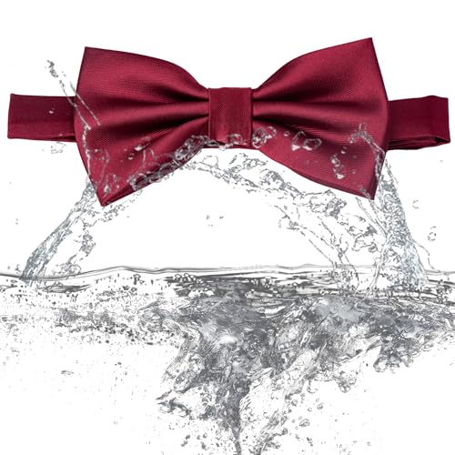 Aegero Mens Solid Color Double Fold Pre-tied Bow Tie and Pocket Square Cufflinks Set Formal Tuxedo Bowties for Wedding Party(Black)