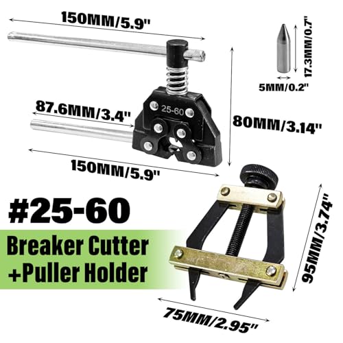 Image of Roller Chain Breaker Cutter Chain Connecting Holder Puller Set Fit for #25-#60,415H,428H,520,530 Chain, Roller Chains Replacement Tools for Bicycle Motorcycle Go Kart ATV