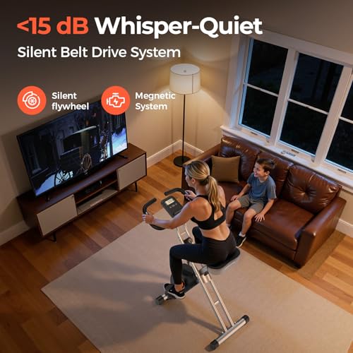 Image of YOSUDA Folding Exercise Bike - 5 IN 1 Foldable Stationary Bike for Home Gym Workout, Upgraded Indoor Cycling Bikes with 6.6 LBS Flywheel, 380 LBS Capacity and 16-Level Magnetic Resistance, Back Support Cushion