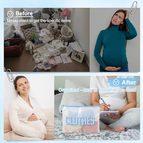 Image of 3pcs Hospital Bag Organizing Pouches for Labor and Delivery, Maternity Essentials Diaper Bag Organizer for Mom Travel - Blue /White