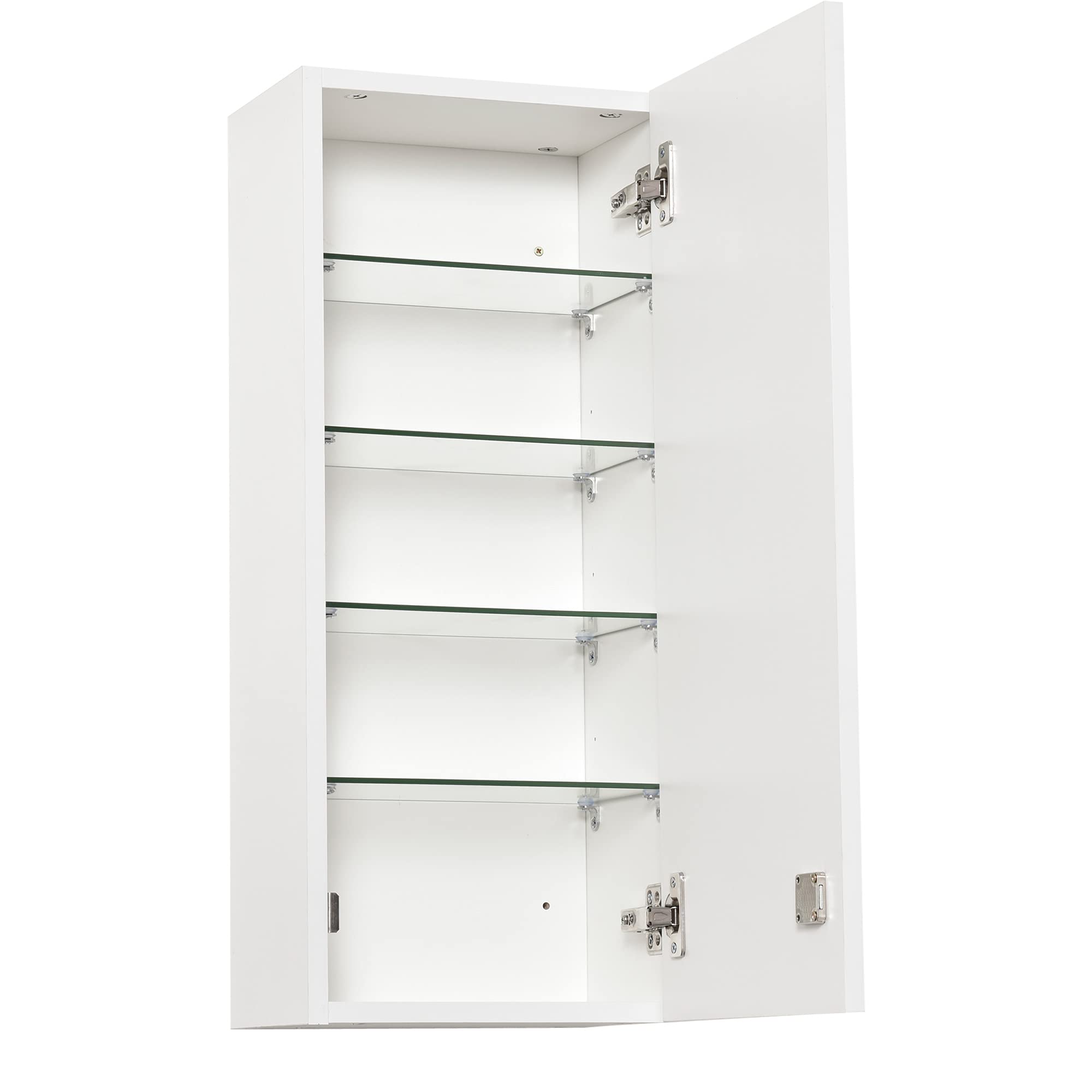 kleankin Armoire à Pharmacie Murale avec Serrure, 5 étagères et tablettes réglables, Bois et Verre, Blanc, 30x20x70cm