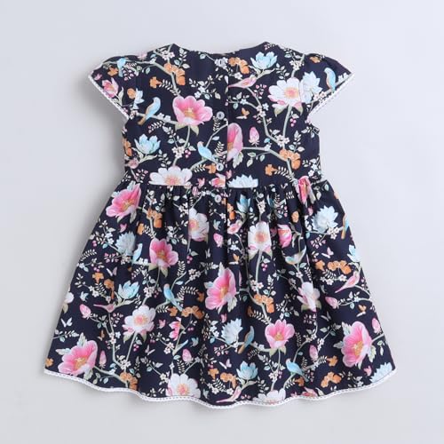 Image of Mama&Bebe Summer Dress for Girls with Cotton Soft Lining | Printed Fit & Flare Kids Outfit with Cute Bow Detail | Comfortable Breathable Party & Outing Dress for Toddlers and Little Girls