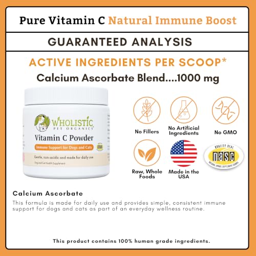 Image of Vitamin C for Dogs and Cats, 4 oz, 113 Scoops, Cat & Dog Allergy Relief | Itchy Skin Relief for Dogs and Cats - Seasonal Allergy & Immune Support Supplement for Pets - 1000 mg Calcium Ascorbate