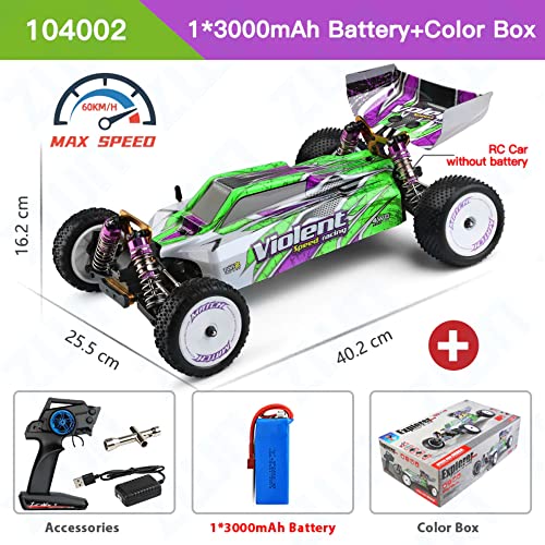 Wltoys 104002 Rc Car 2.4G Four-Wheel Drive Off-Road Racing 3650 Brushless 60Km/H Metal Chassis Electric High-Speed Drift Car (104002 1B) #TOP1