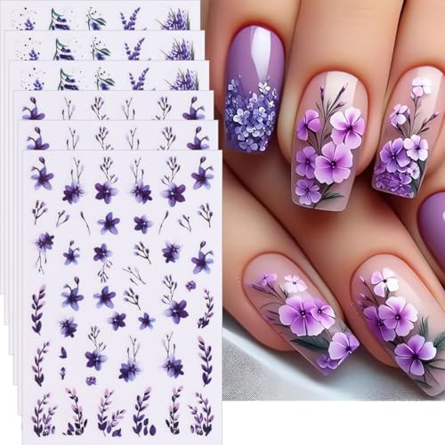 Flower Nail Art Stickers, Flower Nail Decals 3D Self-Adhesive with