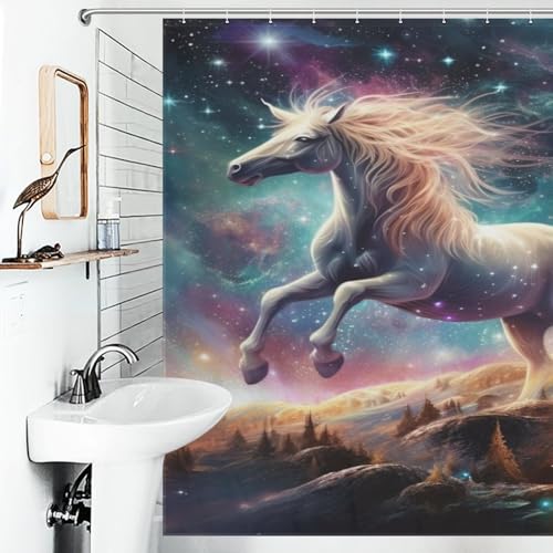 Rideau de douche cheval lavable en machine avec crochets - 6