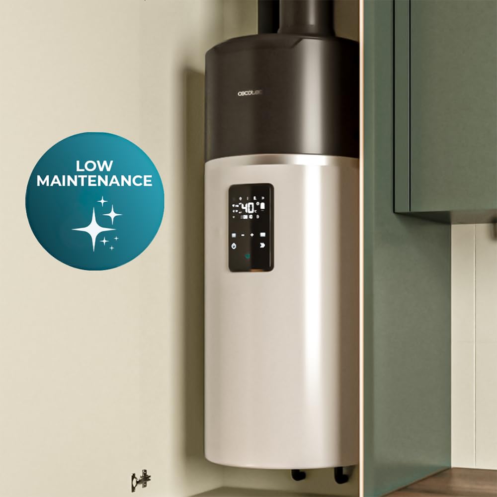 Cecotec Scaldabagno Elettrico 80L Verticale con Display Touch AeroThermal 80L. Energia Sostenibile, Basso Consumo, Touch Screen, Controllo APP, R290, Temp. Fino a 75ºC