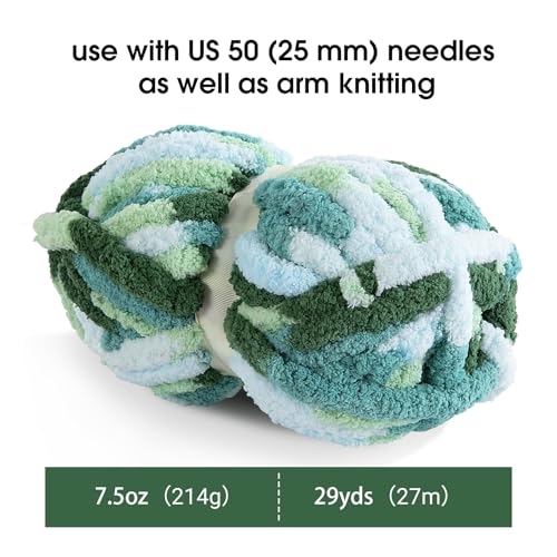Image of MABOZOO Tie Dye Chunky Yarn for Crocheting & Knitting, 8 Pack - Soft Plush White Fluffy Jumbo Chenille Yarn,Giant Thick Fuzzy Bulky(29 yds, 8 oz Each Skein)