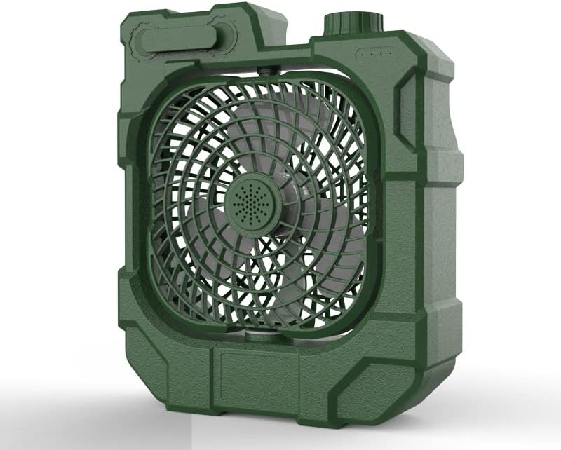 Fan USB Fan Outdoor Fan Table Fan 360° Rotation Portable Fan Lamp LED Camping Lighting Emergency Light Bedroom Office Desk Fan Lamp Low Noise Cooling (Military Green) X50