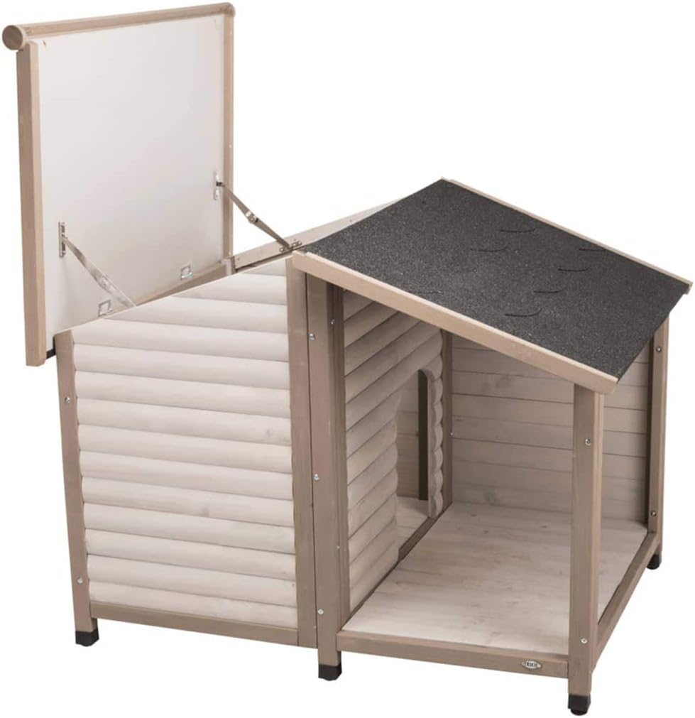 Trixie Natura Niche Lodge Dog House with the roof panel open