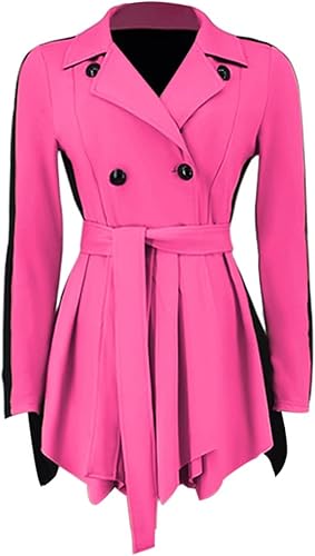 Miniatura 3 de RAMOUG Dos tonos solapa cuello en V doble botonadura chaqueta peplum sexy blazer con cinturón mini vestido