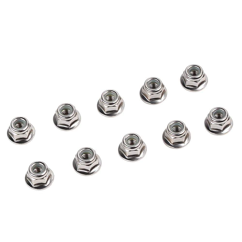 INJORA 10PCS M4 Metal Wheel Nuts Flange Nyloc Nut for 1/10 RC Car Crawler TRX4 TRX6 Axial SCX10 90046 AXI03007 Redcat MST Rock