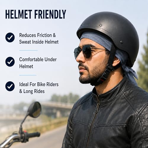Image of GG BAI Cottrise Sikh Religious Patka Headwear Sweat Wicking Doo Rag Cooling Dew Rag Helmet Liner Hat Large Motorcycle Head Wrap Bandana Skull Caps for Men and Women