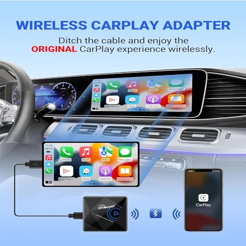 OTTOCAST Adaptador CarPlay sem fio para iPhone - 2024 mais recente com fio para Apple Carplay Dongle