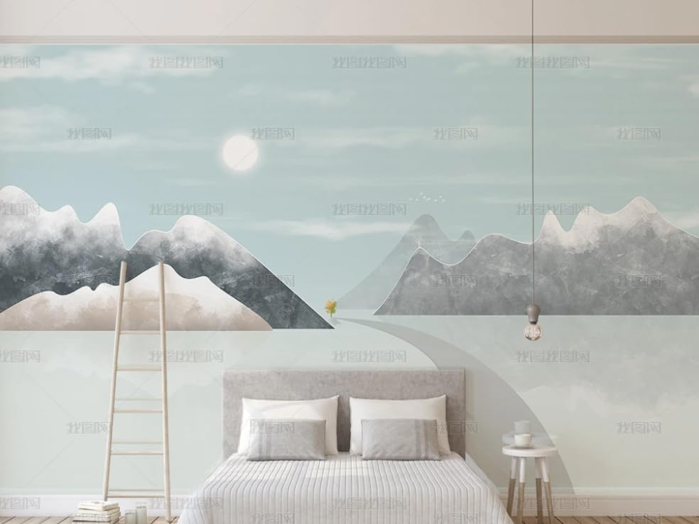 Papier peint intissé paysage à l'encre poster géant mural salon 300x210 cm