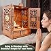 Rousrie Wooden Temple Mandir for Home with Door Cabinets | Beautiful Pooja Unit with Storage Space | with LED Light and Wall Mounts | Elegant Pooja Mandir for Home Big Size(H-17.3, L-11, B-10.6 inch)