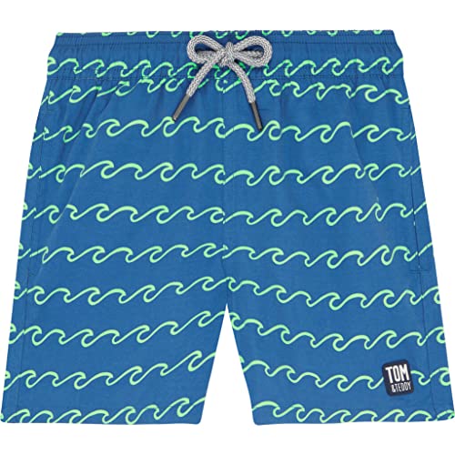 Bañador corto infantil de olas azul que evita irritaciones en la piel