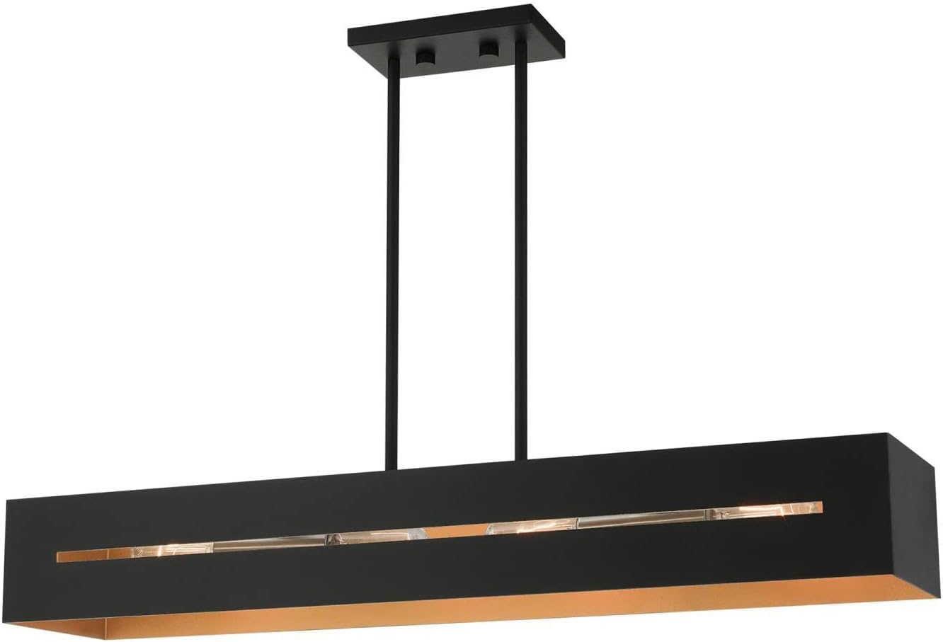 Soma Textured Black and Brushed Nickel 4-Light Linear Chandelier