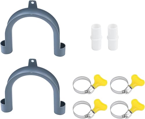 2 piezas guía de manguera de drenaje en forma de U gris para lavadora, ganchos de manguera de drenaje para manguera de drenaje de lavadora y