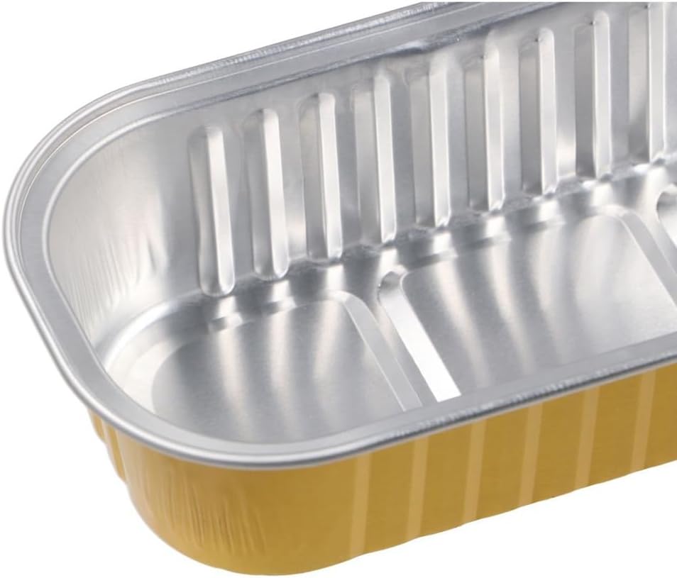 10Pcs Disposable Aluminum Foil Pans, Rectangle Air Fryer Tin Paper Tray Rolled Rim Tinfoil Baking Pans for Baking Cakes, Bread, Meatloaf Kitchen Accessories