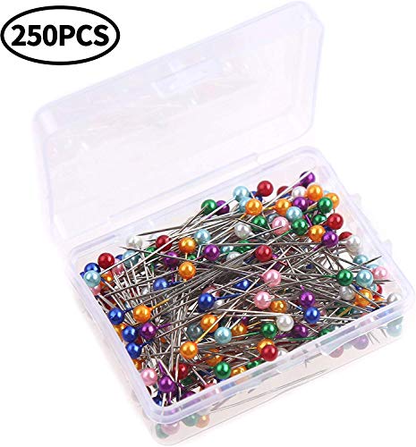 FINGOOO 250 PCS Multicolor Sewing Pins Straight Pins for Dressmaker Jewelry Decoration