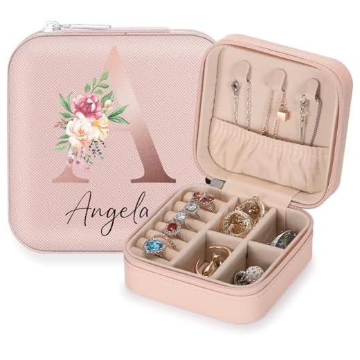 Boite a Bijoux Personnalisée, Boîtes à Bijoux et Présentoirs, Petite Boite a Bijoux Boite Cadeau Bijoux Plateau Bijoux Boîte à Bijoux Portable pour Bagues, Boucles, Colliers
