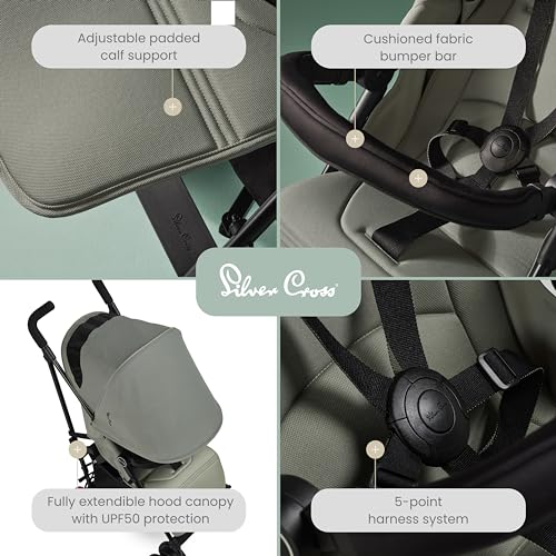 Silver Cross - Pop 2 Pushchair - Foldable Travel Stroller - Buggy - Adjustable/Lie Flat Seat - Newborn to 4 Years - Sage - Image 4