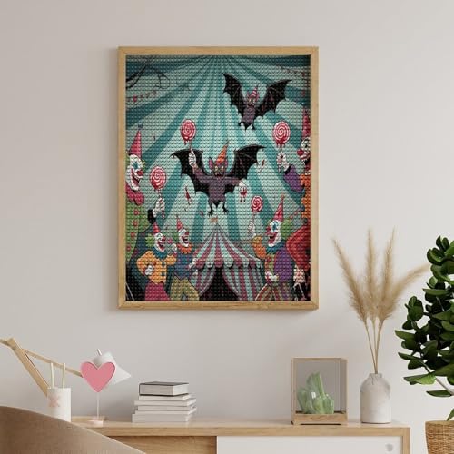 Pintura de diamantes redondos FekiLoot con diseño de payaso vampiro para adultos 5