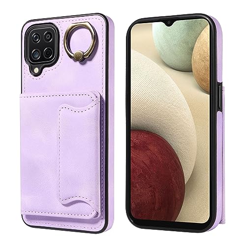Étui portefeuille pour Samsung Galaxy A12 4G anti-chute avec support béquille violet