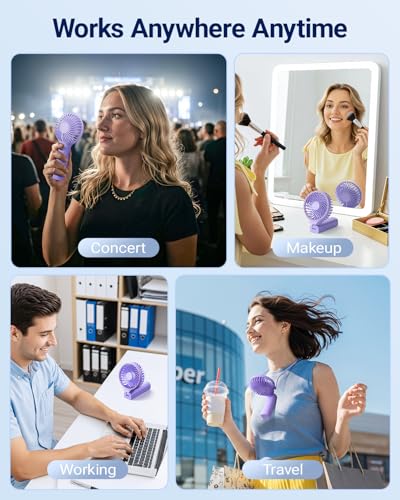 Image of SWEETFULL Handheld Fan, Portable Fan, 5000mAh Rechargeable Battery, 6 Speed Wind, LED Display, Personal Mini Travel Fan with Backup Power, Hand Held Fan USB Foldable Electric Fan for Women Girl