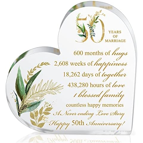50th Marriage Gifts Heart Marriage Poem Acrylic Sign Inspiring 50th Wedding Romantic 50th Anniversary Decorations Marriage Gifts Keepsake for Couple Wife Husband Parents Mom Dad Cover