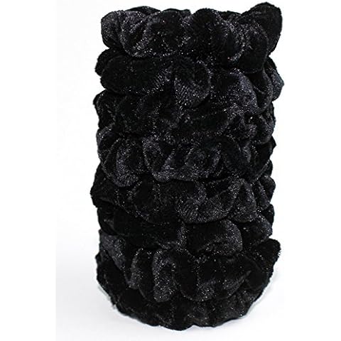 Syleia 8 Pcs Hair Scrunchies Velvet Elastic Hair Bands Scrunchy Hair Ties Ropes Scrunchie for Women or Girls Hair Accessories - 8 Black Color Scrunchies (8 PCS Velvet Hair Scrunchies) Cover
