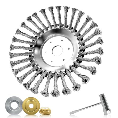 CUVZORA Cepillo metálico desbrozadora-cabezal de desbrozadora universal con alambre de acero de alta resistencia, 200 x 25,4 mm, compatibilidad amplia y rendimiento eficaz para jardines y granjas