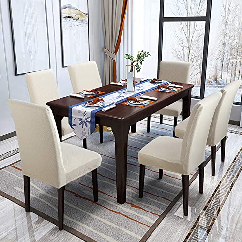 Housse de chaise de salle à manger courte extensible et lavable - 4
