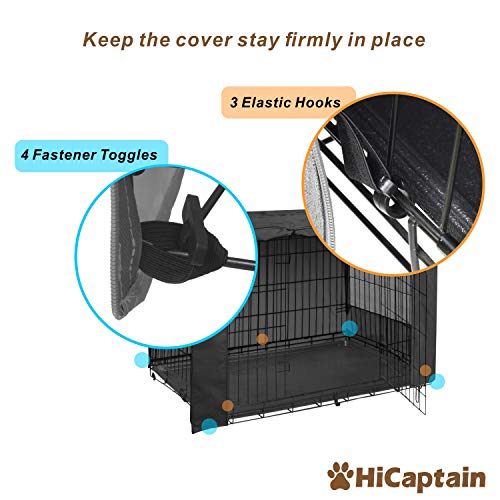HiCaptain Folding Metal Dog Crate for Cover 42 Inch Wire Pet Cage (Black) - Image 3