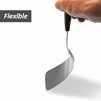 Vista 3 de Espátula Flexible de Acero Inoxidable, XiaoZu, Espátula delgada de metal para sartén de hierro fundido, hoja delgada y mango de silicona resistente