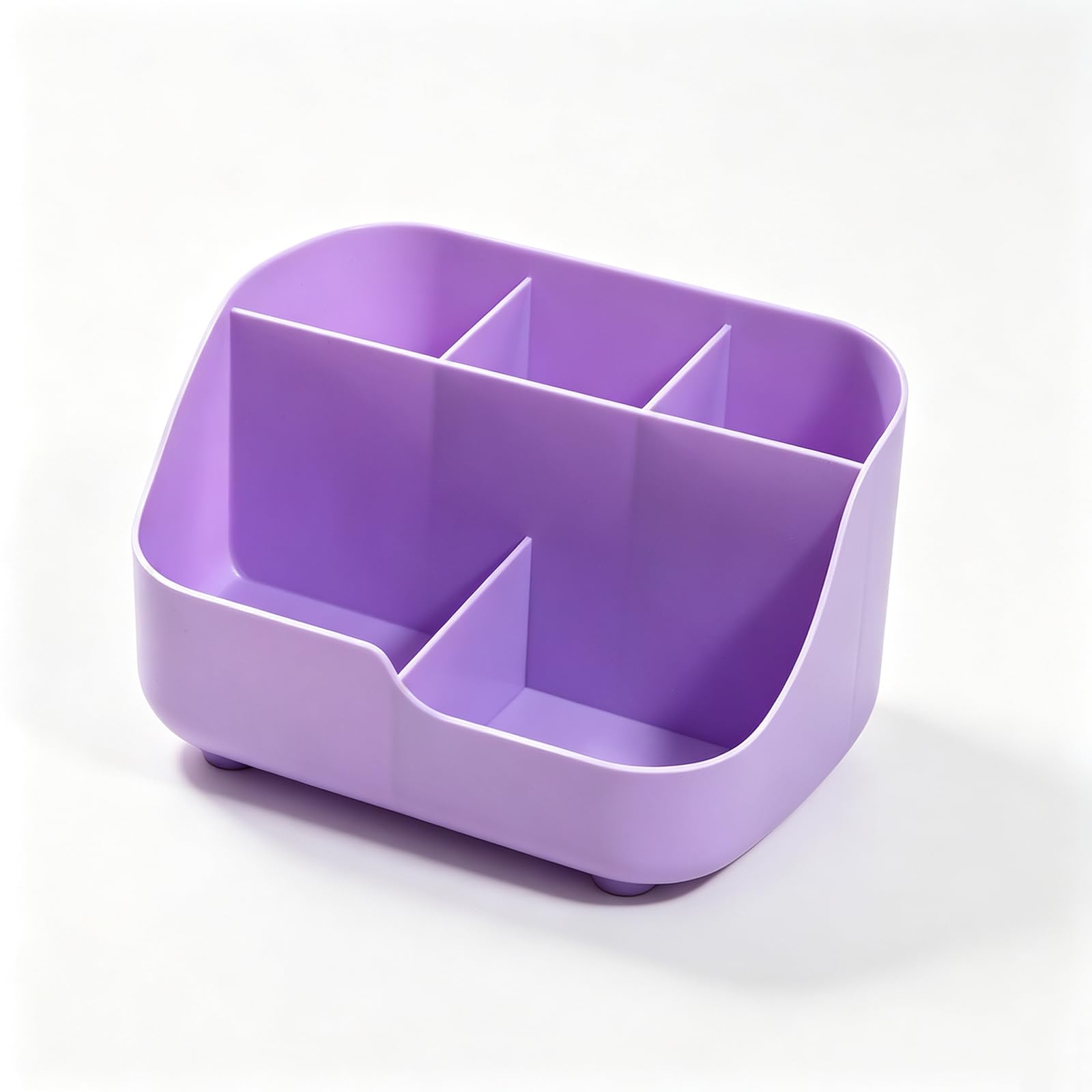 FCOFDRS Purple Plastic Desktop Storage Caddy,5 Compartments Organiser