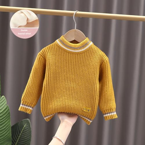 Boys Girls Round Neck Knit Sweater Long Sleeve Ribbed Warm Knitted Pullover Solid Color Soft Cozy Knitwear Top2