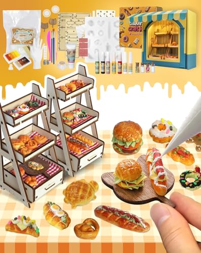 iLAND Air Dry Clay Kits Fun Crafts for Teens DIY Mini Bakery Miniature Food Toy Easy Crafts for...
