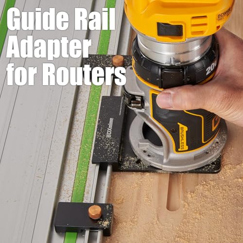 Image of Universal Router Guide Rail Adapter,Designed for most Brand Fixed-Base Compact Routers,Compatible with Ma-kita&Fes-tool Track Saw Guide Rail ;Aluminium Router Base with 2 Pack Rail Stops