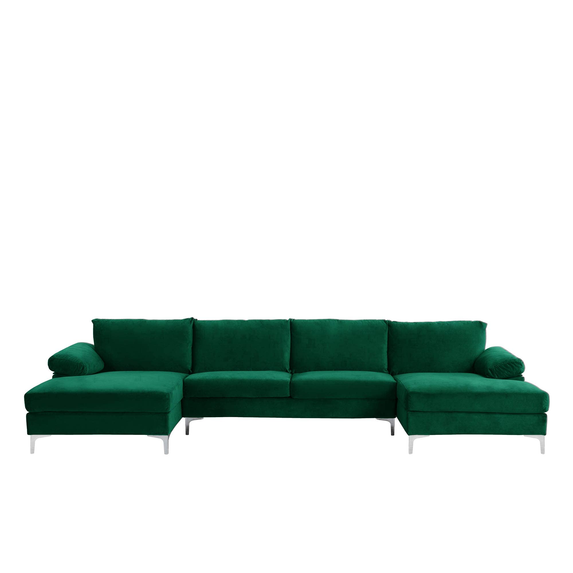 Casa Andrea MilanoModern Large Velvet Fabric U-Shape Sectional Sofa, Double Extra Wide Chaise Lounge Couch