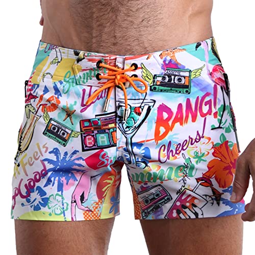 Bang Men's SwimwearFlex Shorts - Adjustable Fit Stretch Quick-Dry Premium Beach Trunks (PEOPLE FROM IBIZA - XXL)