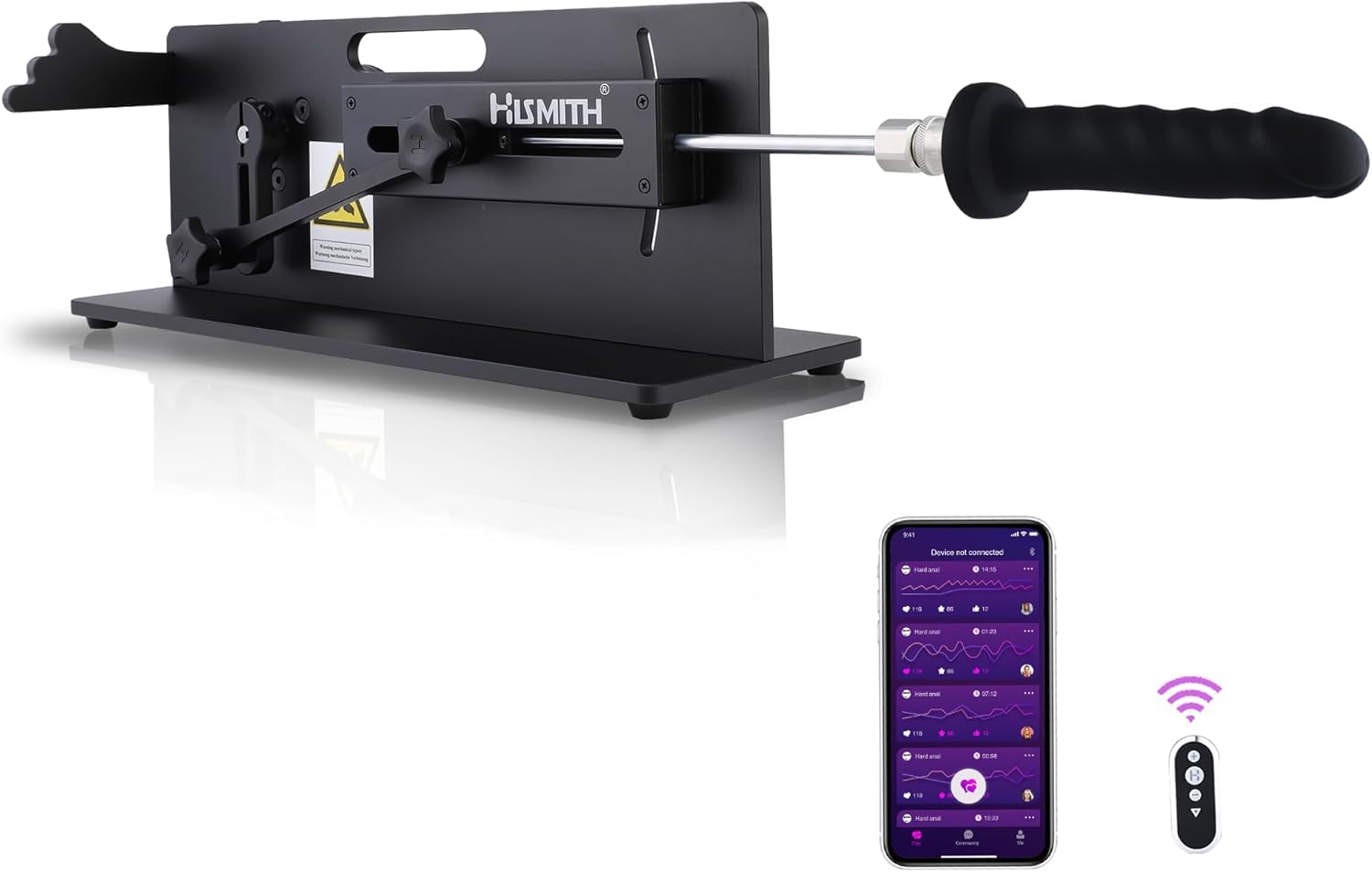 Hismith Table Top 2.0 - Máquina sexual premium con aplicación y mando a distancia/cable, control 3 en 1, máquina de ficker con bolsa portátil, máquina de amor con sistema KlicLok, Negro