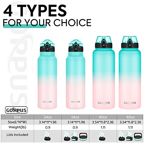 GOPPUS 750ml/26oz Stainless Water Bottle with Straw Double Wall Insulated Bottles with Strap Reusable Vacuum Thermal Flask Leakproof Keep Cold Drinks Bottles with Flip Top Lid for Men Women BPA Free - Image 2