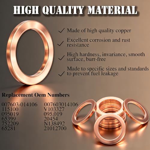 Image of 15PCS M14 Copper Oil Drain Plug Gasket Crush Washer Seals Compatible with Mercedes Benz for 007603-014106
