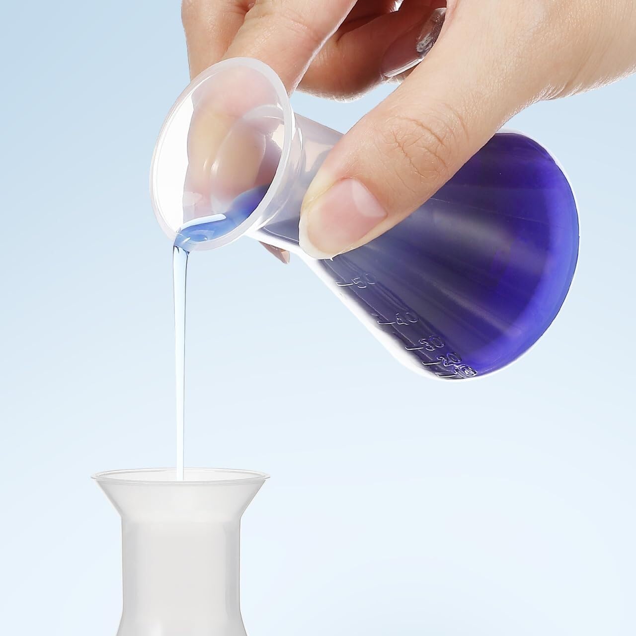5 Kunststoff-Erlenmeyer 50ml – Transparente, graduierte Kegelkolben für Labor, Schule und Wissenschaftliche Experimente