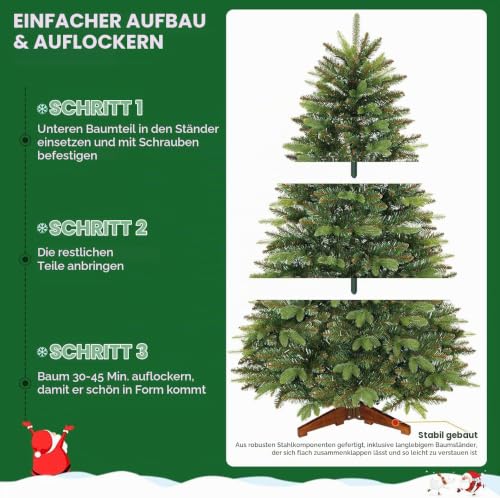 SHareconn 200cm Premium Weihnachtsbaum Künstlich mit 1463 PE&PVC Zweigen – Ansicht 3